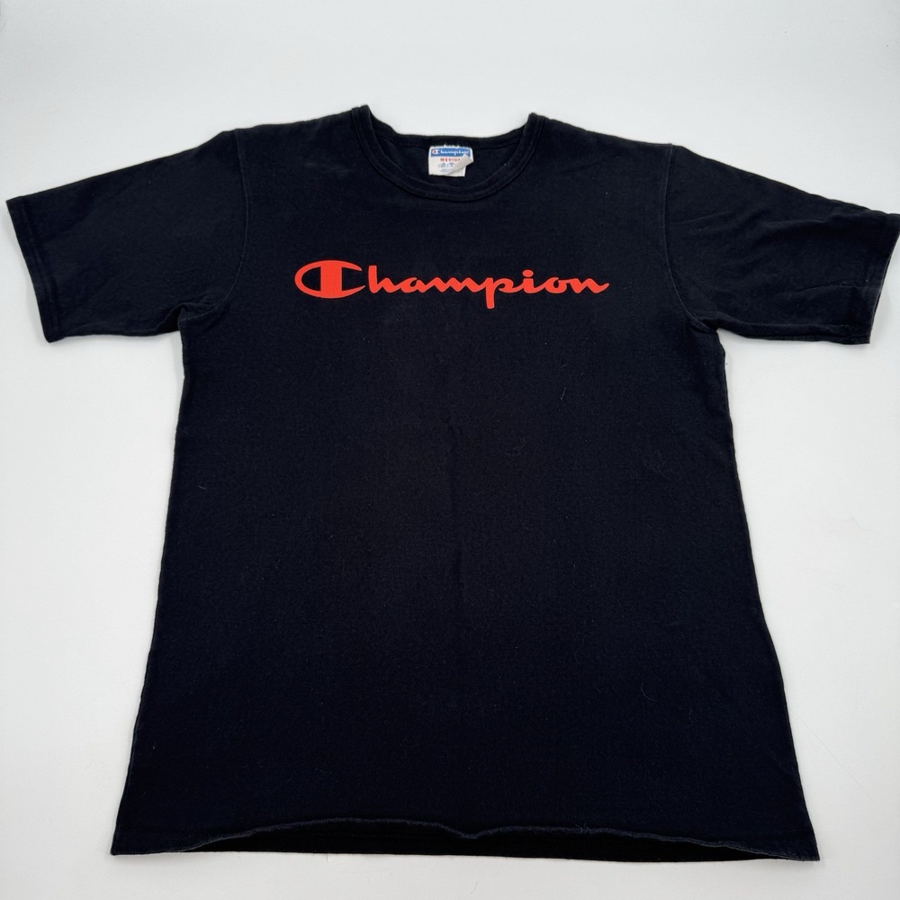 Champion T Shirt Mens Medium Black‎ Script Classic Short Sleeve Tee Size M
